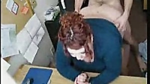 Fat redhead fucking in office